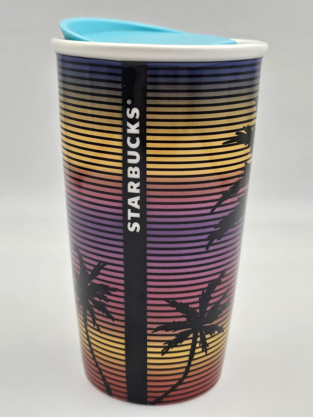 Starbucks Sunset Palm Travel Tumbler - Turquoise, Yellow, Black, Pink, Purple - Picture 2 of 5